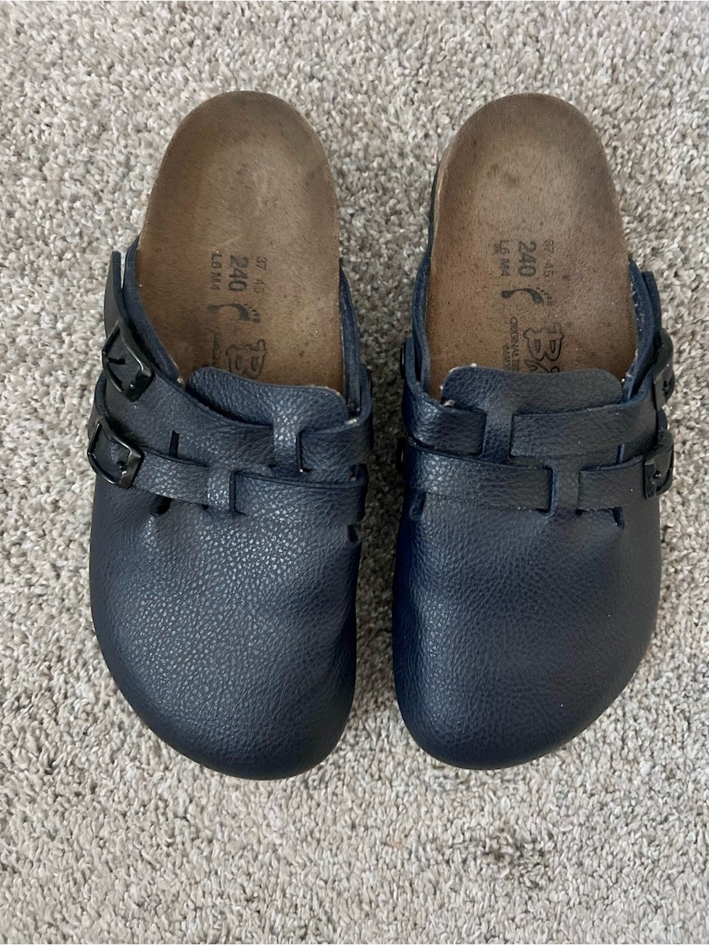 Birkenstock Birki’s Camden Double Buckle Clogs Size 37 US 6-6.5 Navy Blue - Picture 2 of 8